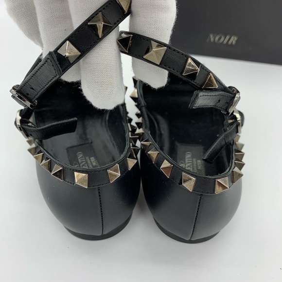 Authentic Valentino Garavani rockstud Noir cage flats - Picture 8 of 16